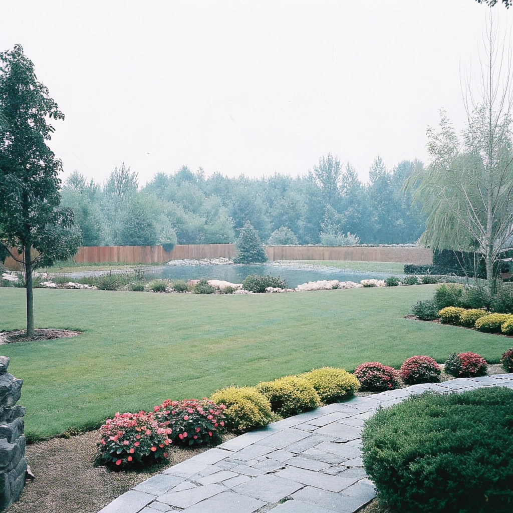 Completed landscape design project featuring natural elements